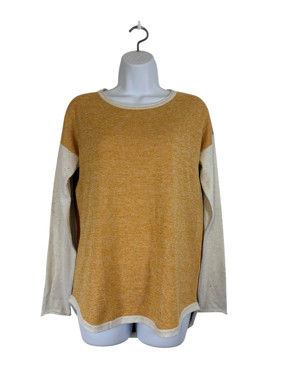 Smartwool Everyday Shadow Pine Circle Back Sweater NWT Small Mustard Colorblock